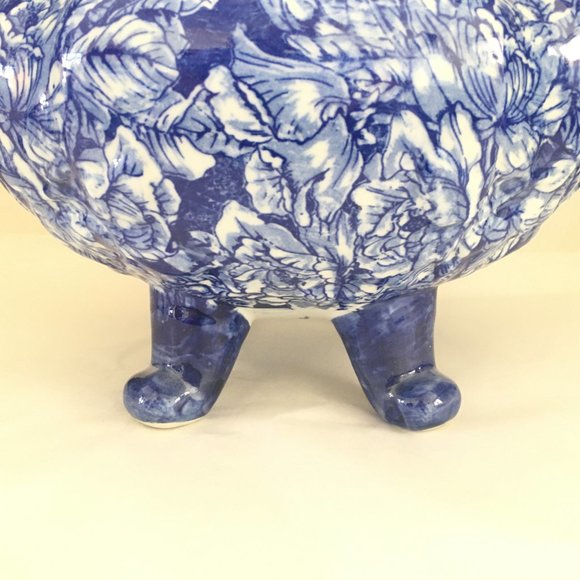 Victoria Ware TUREEN Bowl Flow Blue Cover Foot Soup Vege Chintz Floral Console - Picture 2 of 15